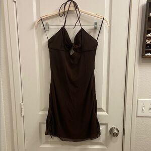 Brown Halter Mini Dress
